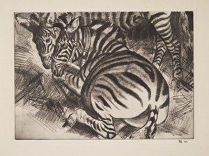 Zebraer, pub. 1930. af Laura Knight
