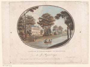 Udsigt over Ranston i Dorsetshire Ranston i Dorsethshire La Seigneurie de Jh Ryves Ecuyer. (titel på objekt) Jardins Anglais (serietitel på objekt) English Gardens (serietitel)