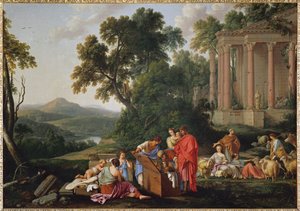Laban cherchant ses idoles dans les bagages de JacobLaban leder efter sine idoler blandt Jakobs ejendele ...