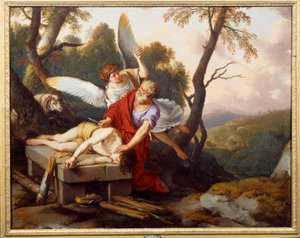 Abraham ofrer sin søn Isaac Maleri af Laurent de La Hyre (1606-1656) 1650 Reims, museum Saint Denis