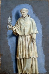 Saint Norbert holder en ostensoire (ostensoir) og et lys Maleri med camaieu på lærred af Laurent de La Hyre (1606-1656) 1600-tallet søn. 0,35 x 0,23 m Paris. Louvre-museet af Laurent de la Hyre