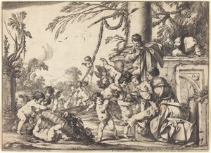 Hellig familie med Putti af Laurent de la Hyre