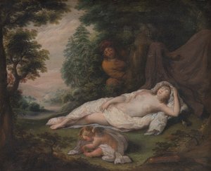 Sovende nymfe set af en mand af Laurentius de Neter