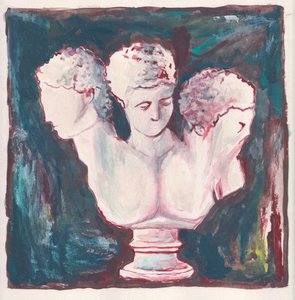 Three Heads, ca. 2019 (akryl på akvarelpapir)