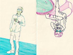 double trouble, 2024 (tusch på tonet papir)