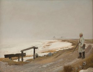 Tåget vinterdag. Karrebæksminde af Laurits Andersen Ring