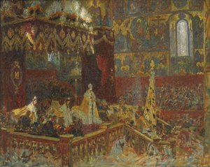 Kroningsceremonien for zar Nicolai II i Moskva. Skitse
