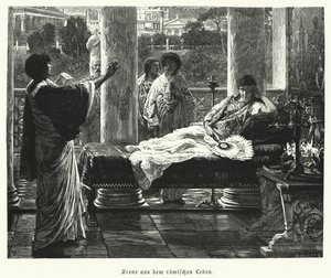 Scene fra livet i det antikke Rom (gravering) af Lawrence (after) Alma Tadema