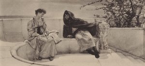 Den gamle historie (fotogravure) af Lawrence (after) Alma Tadema