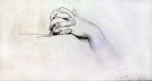 Undersøgelse af hænder - Miss Goold af Lawrence Alma Tadema