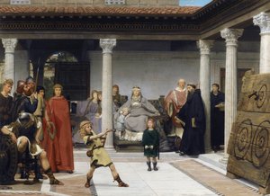 The Education of the Children of Clotilde and Clovis - Painting by Sir Lawrence Alma-Tademadani af Lawrence Alma Tadema