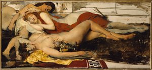 Udmattede Maenides, c.1873-74 af Lawrence Alma Tadema
