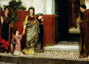 Vender tilbage fra markedet af Lawrence Alma Tadema