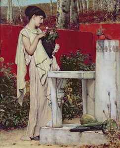 Kvinde med en vase med blomster af Lawrence Alma Tadema