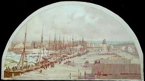 Den store oversvømmelse i Chicago i 1849 (olie på lærred)