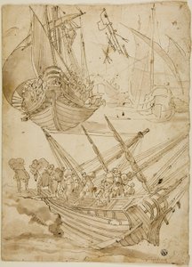 Crew Abandoning Ship (recto) Skitser af korintiske søjler (verso)