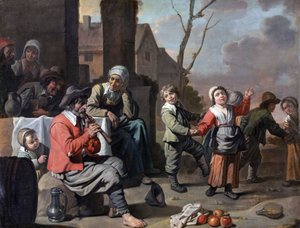 Circle of Le Nain - bondebørn, der danser, 1650