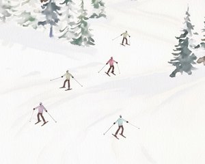 Skiløb i Tremblant, ca. 2023 (blandede medier) af Leah Straatsma