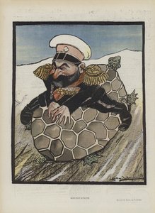 Aleksey Kuropatkin, russisk krigsminister. Illustration til Le Rire (farve litho)
