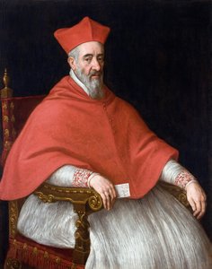 Portræt af kardinal Giovanni Delfino (1545-1622) - Maleri af Leandro Bassano (1557-1622), olie på lærred