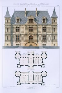 Design fra "Town and Country Houses Based on the Modern Houses of Paris", ca. 1864 af Leblanc