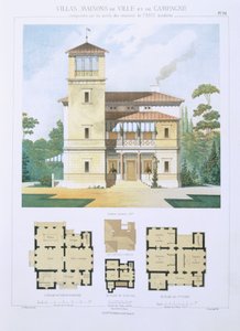 Design fra "Town and Country Houses Based on the Modern Houses of Paris", ca. 1864 af Leblanc