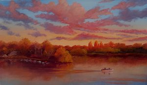 Eel Pie Sunrise, 2025 (olie på lærred) af Lee Campbell