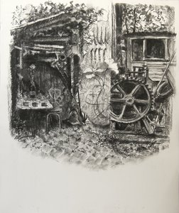 Eel Pie Textures, 2016, (kul på papir) af Lee Campbell