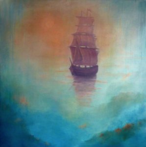 Fata Morgana (spøgelsesskib), 2020 (olie på lærred) af Lee Campbell