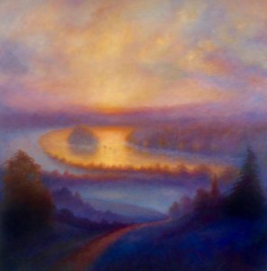 Misty View, 2023 (olie på lærred) af Lee Campbell