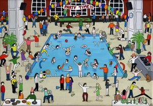 Party Time, 2015, (Akryl og blæk på lærred)