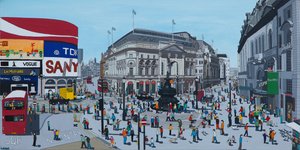 Piccadilly Circus, 2015, (Akryl og blæk på lærred)