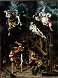 St. Catherines martyrium Jomfruen lider hjulets martyrdød. Maleri af Lelio Orsi (1511-1587) 1560 ca. Sol. 88x66,5 cm Modene, Galleria Estense
