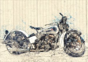 Klassisk motorcykelkunst af Lembayung senja studio [Vintage Poster]