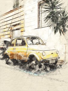 Klassisk gul Fiat