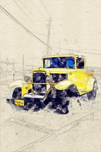 Klassisk gul pickup af Lembayung senja studio [Vintage Poster]