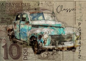 Rusty Teal klassisk bil af Lembayung senja studio [Vintage Poster]