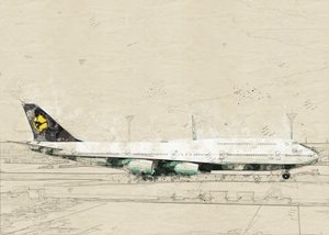 Vintage-tegning af et fly af Lembayung senja studio [Vintage Poster]