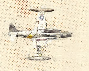 Vintage-tegning af et jetfly af Lembayung senja studio [Vintage Poster]