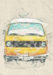 Gul retro-autocamper af Lembayung senja studio [Vintage Poster]