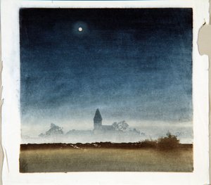 Moonlit Landscape, ca. 1920 (træblok) af Leo Frank