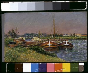 Pramme på Marne ved Lagny (olie på træ)