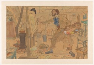 Studie af en moderne maler (original titel på objektet) af Leo Gestel (signed by artist)
