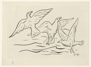 Tre fugle på himlen over havet af Leo Gestel (signed by artist)