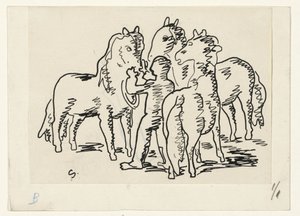 Mand med tre heste af Leo Gestel (signed by artist)