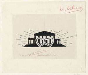 Tempel med to forenede hjerter af Leo Gestel (signed by artist)