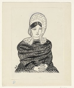 Kvinde i traditionel kostume af Leo Gestel (signed by artist)