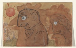 Karikatur af Leo Gestel og hans kone af Leo Gestel
