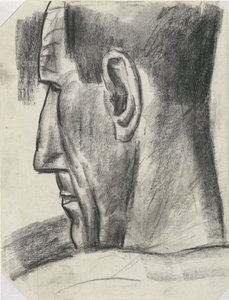 Mands hoved set bagfra i profil Uden titel af Leo Gestel