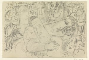 Mennesker, ansigter og en hest af Leo Gestel